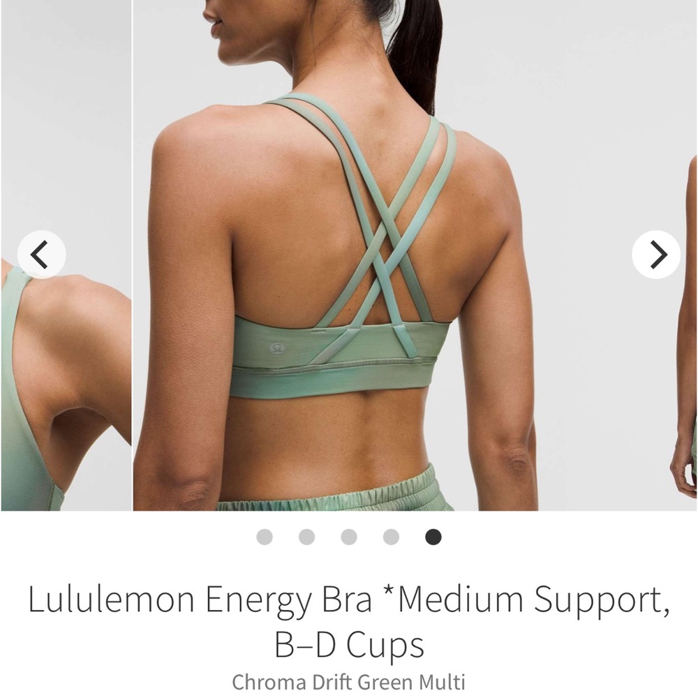 NEW! Lululemon Energy Bra *Medium Support, B–D Cups
Chroma Drift Green Multi